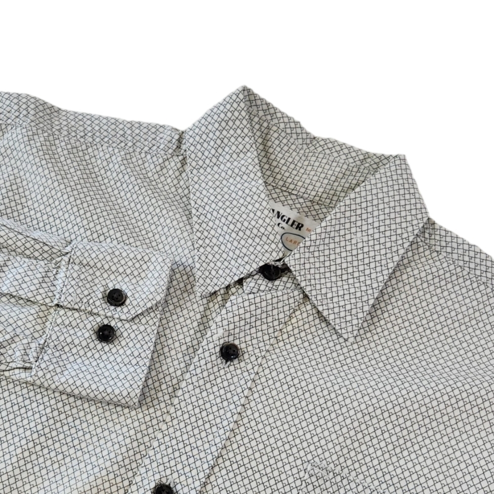 Wrangler Jeans Co. Western Shirt Men's Size Large White Button Front Long Sleeve